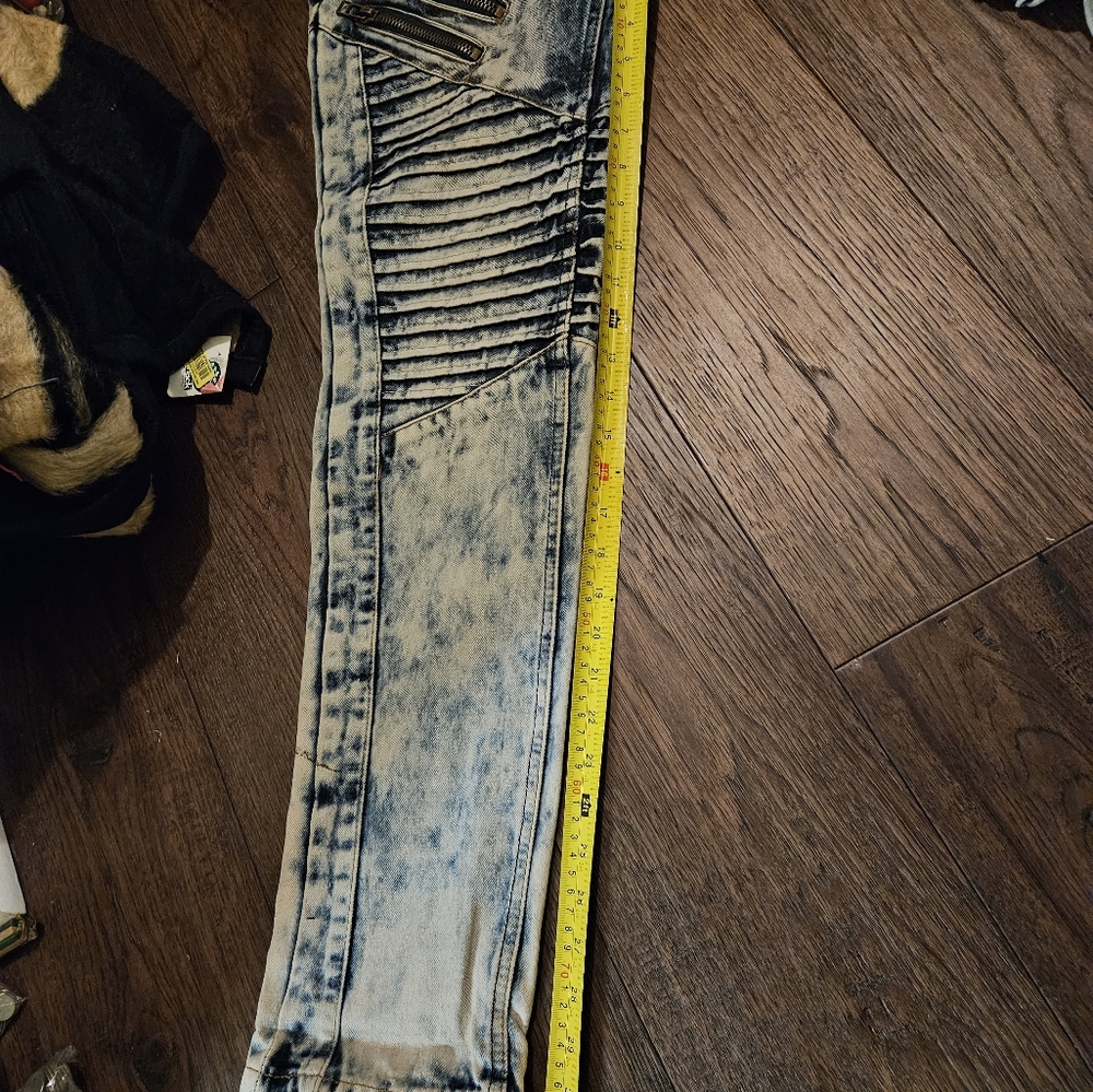 Trill Nation Skinny Jeans Ribbed Acid Wash Zipper Swag Men's Size 34W See Pics. - Picture 10 of 14